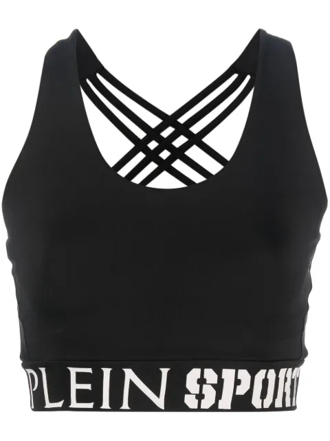 Plein Sport logo-print sport bra Black PACCWJU0023STE003N