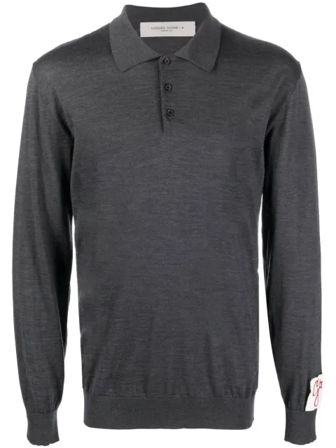 Golden Goose long-sleeved polo shirt in grey merino wool Grey GMP01353P001041