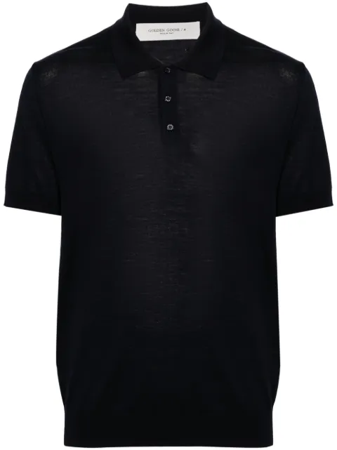 Golden Goose short-sleeved polo shirt in gray merino wool Blue GMP01412P001041