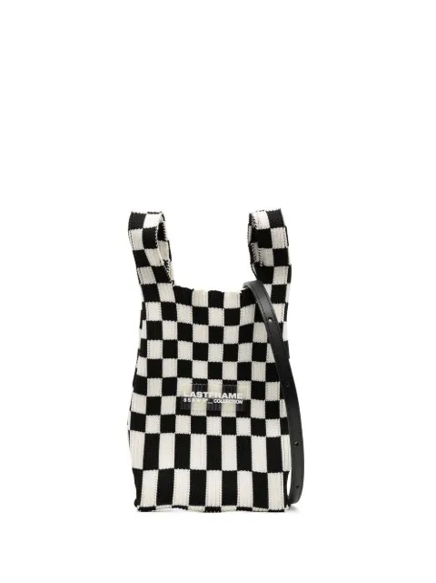 LASTFRAME Ichimatsu check-pattern tote bag Black L23212