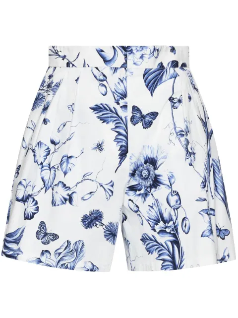 Oscar de la Renta floral-print high-waisted shorts Blue 23SN3042FROBLU