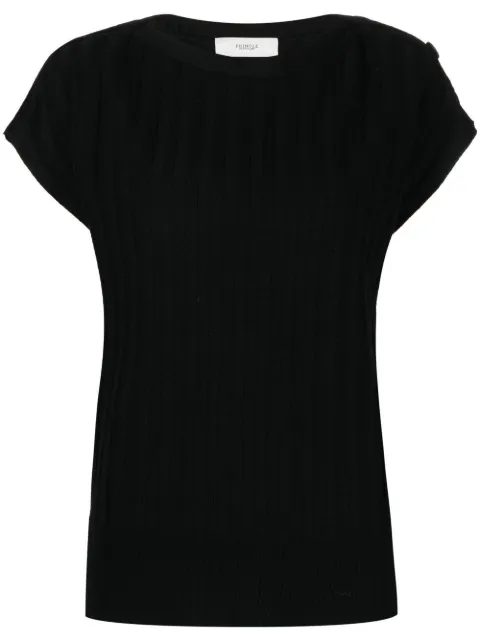 Pringle of Scotland ribbed-knit short-sleeved T-Shirt Black PWE230