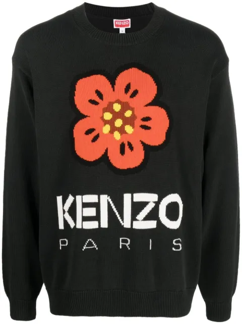 Kenzo Boke Flower intarsia-knit jumper Black FD55PU3803LC