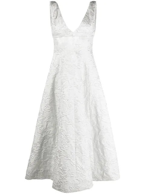 Philosophy Di Lorenzo Serafini floral-embroidered V-neck dress Silver V04110723