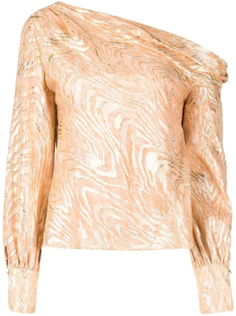 SIMKHAI Alice Moire abstract-print blouse Orange 6222081F
