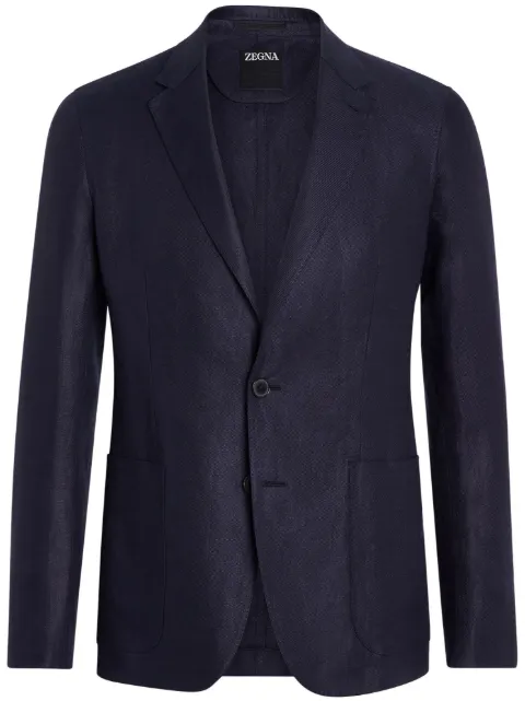 Zegna Pure Linen single-breasted jacket Blue 573006A51DJSS0