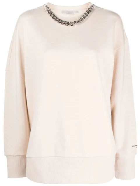 Stella McCartney chain-link cotton sweatshirt Neutrals 6J01093SPX14