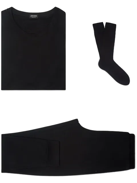 Zegna lyocell pajama set Black N6H01167