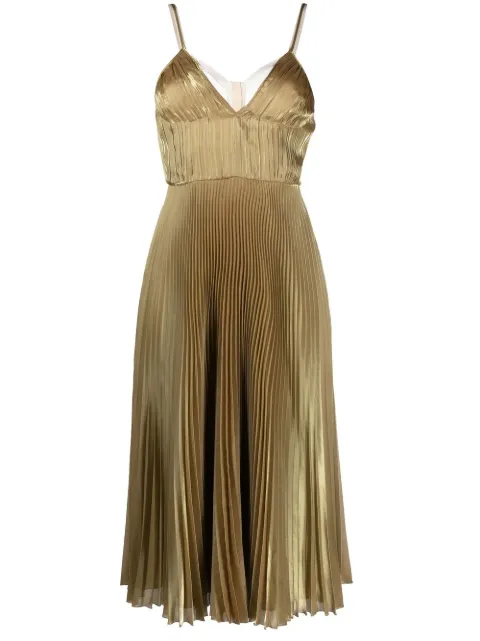 Prada Technical Voile pleated midi dress Gold P3I80S2311D9E