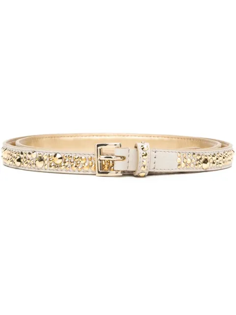 Prada crystal-embellished leather buckle belt Gold 1CC5552D0H