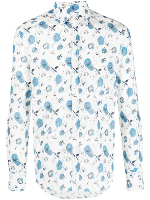 Canali floral print classic shirt White LX77GL02899