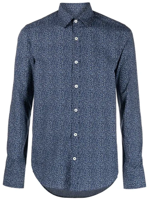 Canali floral-pattern print classical shirt Blue LX77GL02888