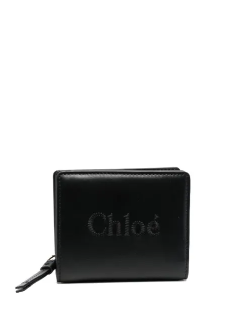Chloé Sense logo-embroidered leather wallet Black CHC23SP867I10