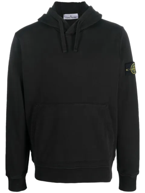 Stone Island logo-patch drawstring hoodie Black L2S156100062S0051