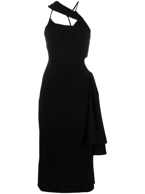 Jacquemus Abanada draped asymmetric dress Black 231DR0441328