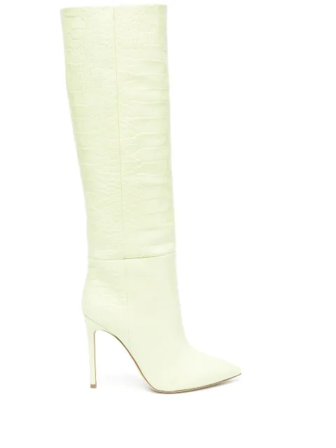 Paris Texas 100mm crocodile-effect leather boots Green PX133XCOCO