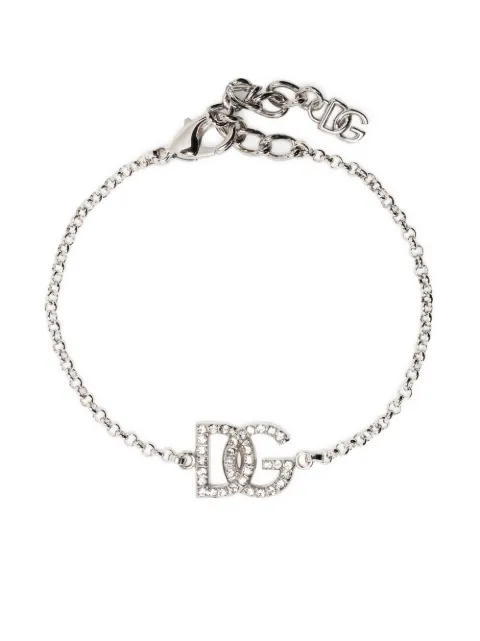Dolce & Gabbana crystal-embellished logo-charm bracelet Silver WBP1L2W1111