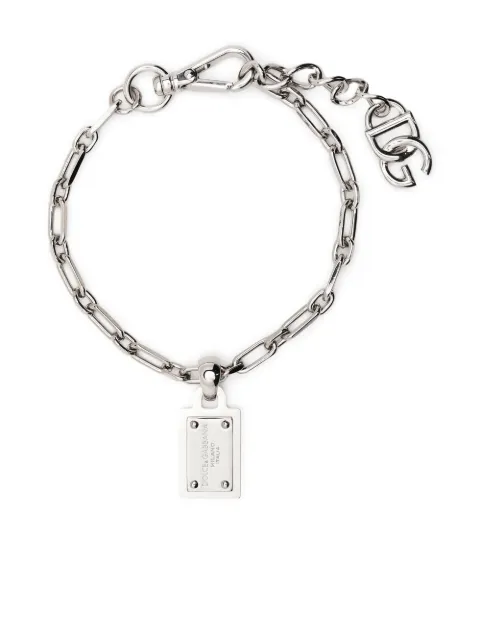 Dolce & Gabbana logo-tag chain-link bracelet Silver WBP1T4W1111