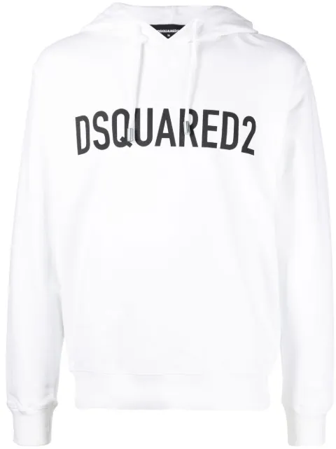 DSQUARED2 logo-print cotton hoodie White S74GU0664S25538