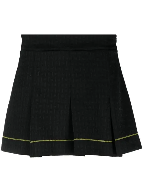 GANNI contrast-trim pleated miniskirt Black T3350