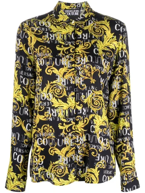 Versace Jeans Couture logo print buttoned shirt Black 74HAL201NS219