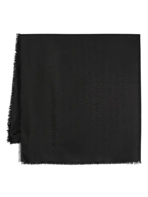 Saint Laurent logo-jacquard fringed scarf Black 7379303YN21