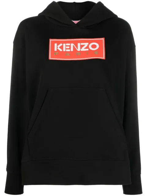 Kenzo logo-print cotton hoodie Black FD52SW0394MF