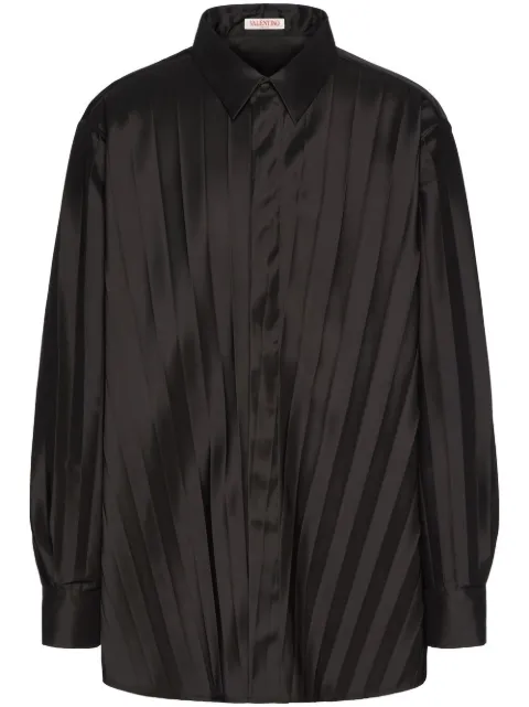 Valentino Garavani pleated long sleeves shirt Black VABX959D1