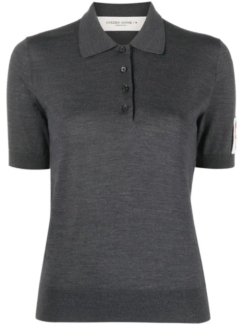 Golden Goose logo-patch knit polo Grey GWP01424P001041