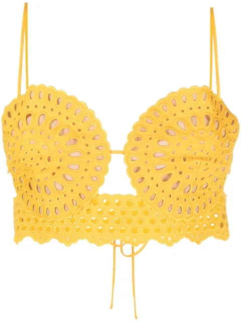 Stella McCartney broderie-anglaise cropped top Yellow 6T00593BU304