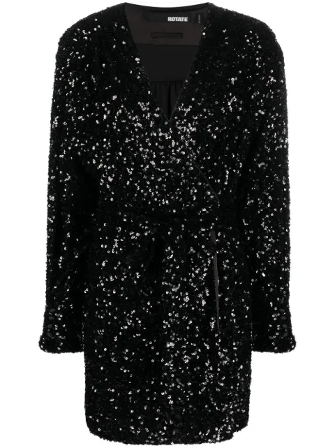 ROTATE BIRGER CHRISTENSEN sequin-embellished wrap minidress Black RT2292