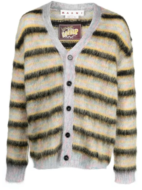 Marni striped mohair-blend cardigan Yellow CDMG0051Q0UFU107