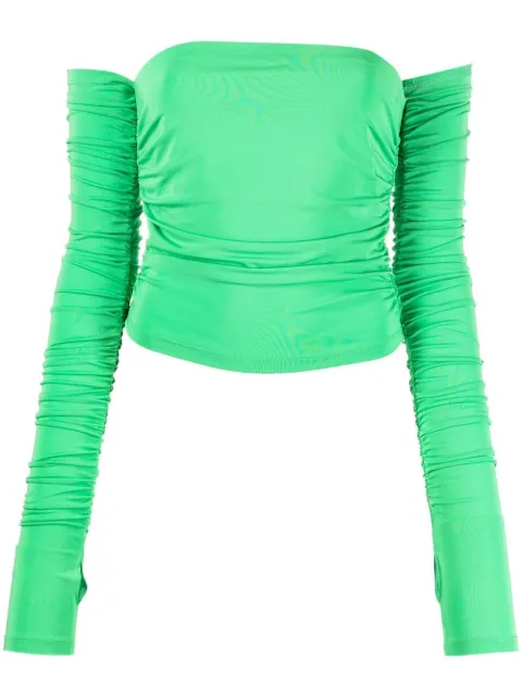 THE ANDAMANE Off-Shoudler Draped top Green T130705ATJV020