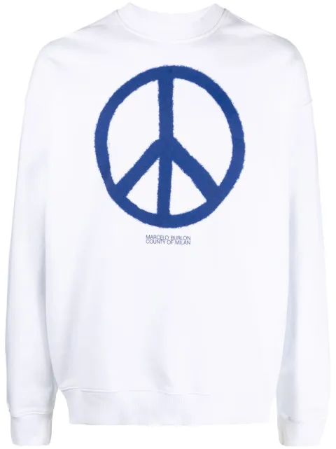 COUNTY OF MILAN County Peace organic cotton sweatshirt White CMBA097S23FLE0040145