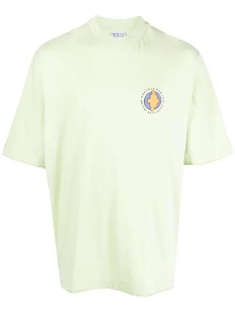 COUNTY OF MILAN Sunset Bird organic cotton T-shirt Green CMAA078S23JER0015020