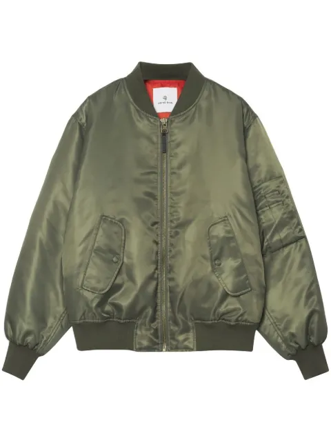 ANINE BING Leon satin bomber jacket Green A017160320