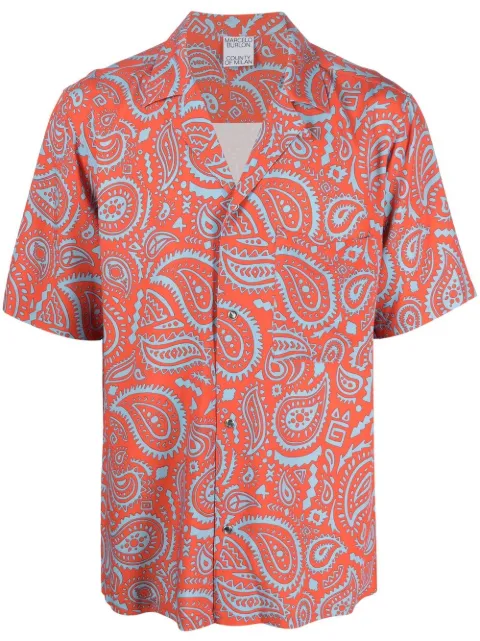 COUNTY OF MILAN paisley-print shirt Orange CMGG001S23FAB001