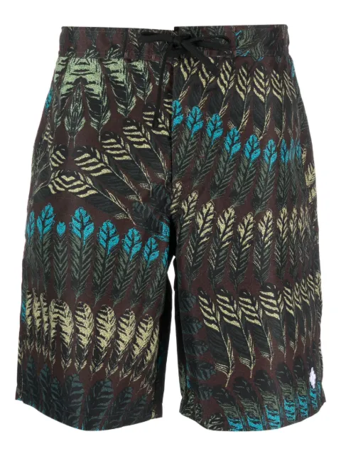 COUNTY OF MILAN feather-print swim shorts Brown CMFA008S23FAB0016055
