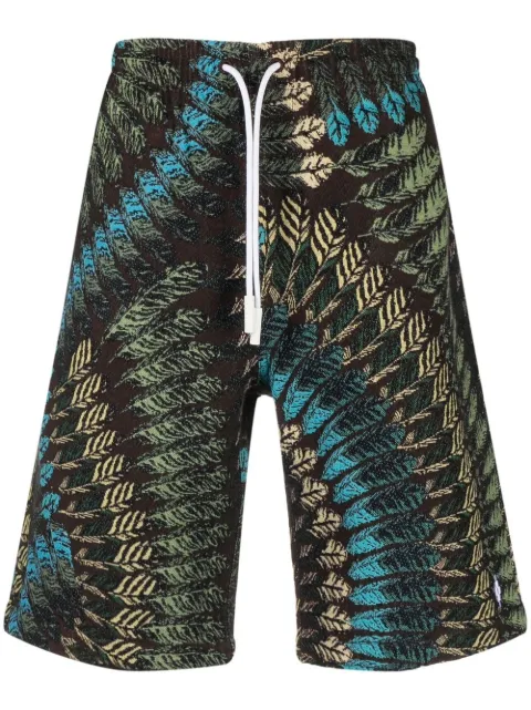 COUNTY OF MILAN feather-print straight-leg shorts Brown CMCB081S23FAB001