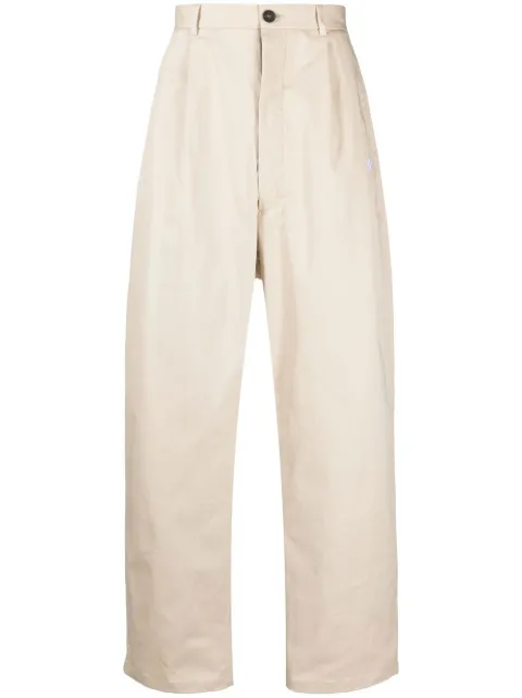 COUNTY OF MILAN logo-embroidery tailored trousers Neutrals CMCA186S23FAB002