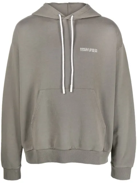 COUNTY OF MILAN Tempera cross-print pullover hoodie Green CMBB040C99FLE0015601