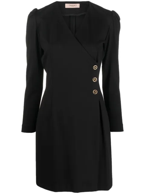 TWINSET long-sleeve wrap dress Black 231TP2188