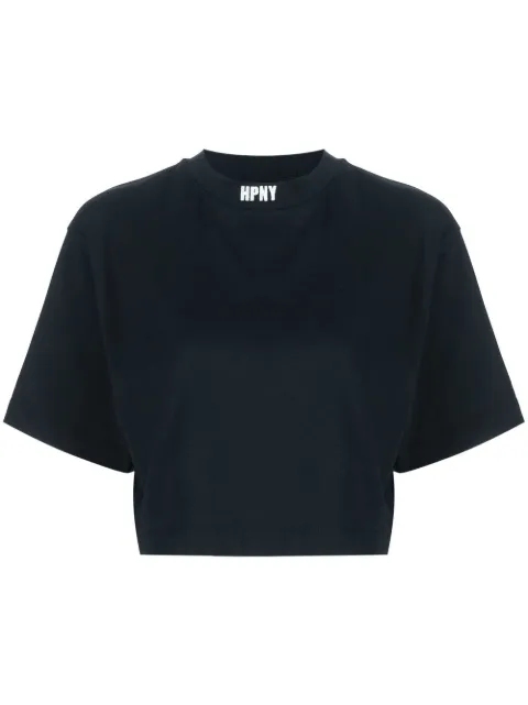 Heron Preston embroidered-logo cropped T-shirt Black HWAA034C99JER0021001