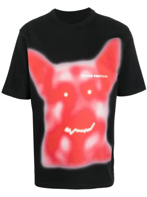 Heron Preston Beware of Dog-print T-shirt Black HMAA032S23JER0131025