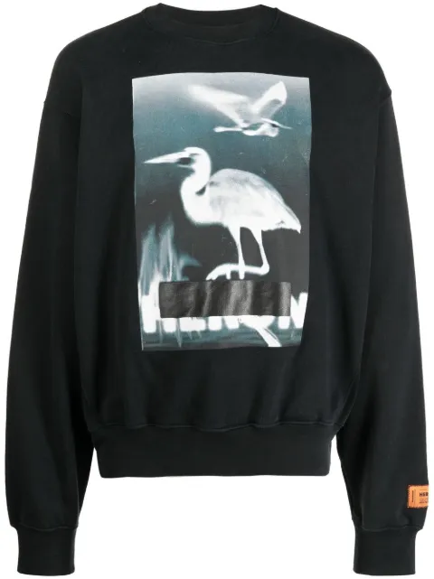 Heron Preston Censored-print crew-neck sweatshirt Black HMBA020S23JER0021001