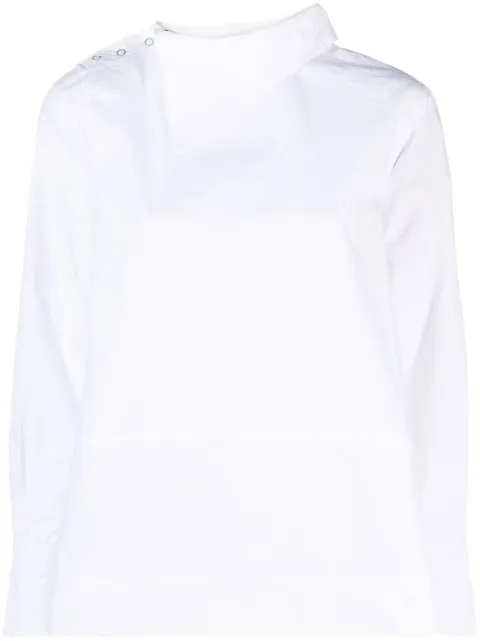 GANNI asymmetric organic cotton shirt White F7556
