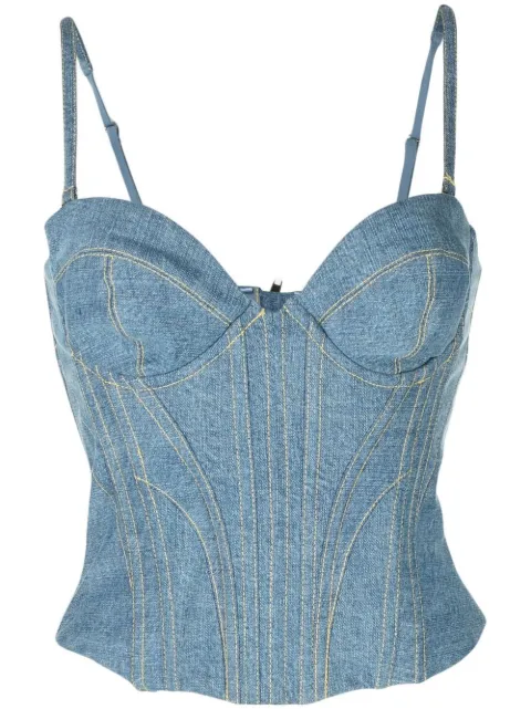 Fleur Du Mal denim bustier top Blue TP05270793
