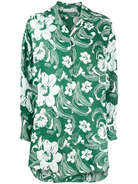 Faithfull Tortuga floral-print shirt dress Green FF2185CFG