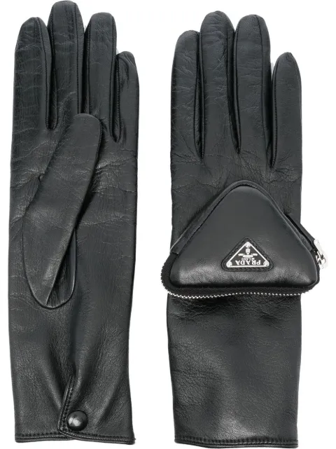 Prada zip-pocket leather gloves Black 1GG1412DWZ