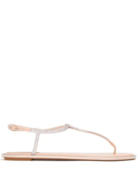 René Caovilla Diana crystal-embellished flat sandals Neutrals C11574010R001V104